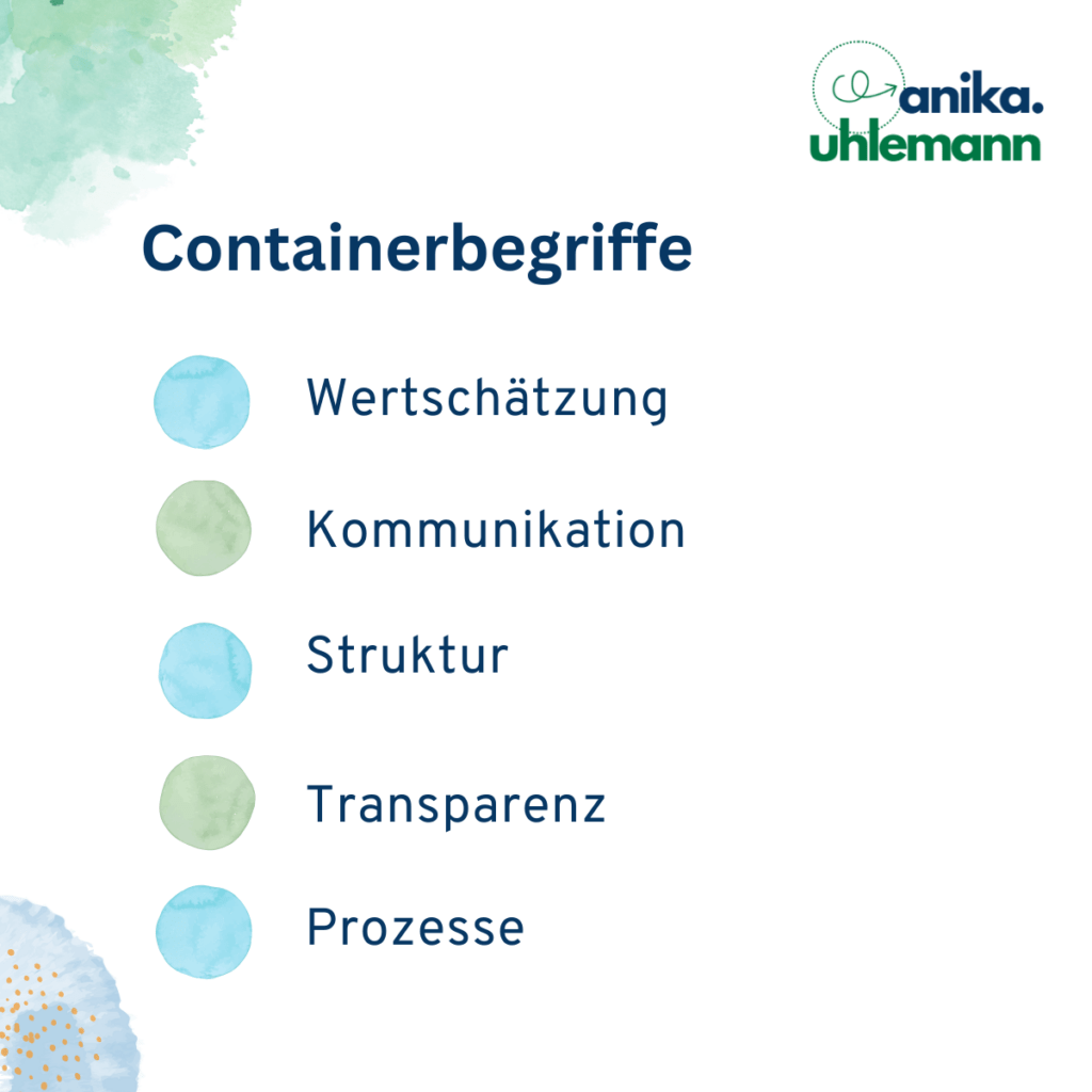 Containerbegriffe Struktur, Wertschätzung